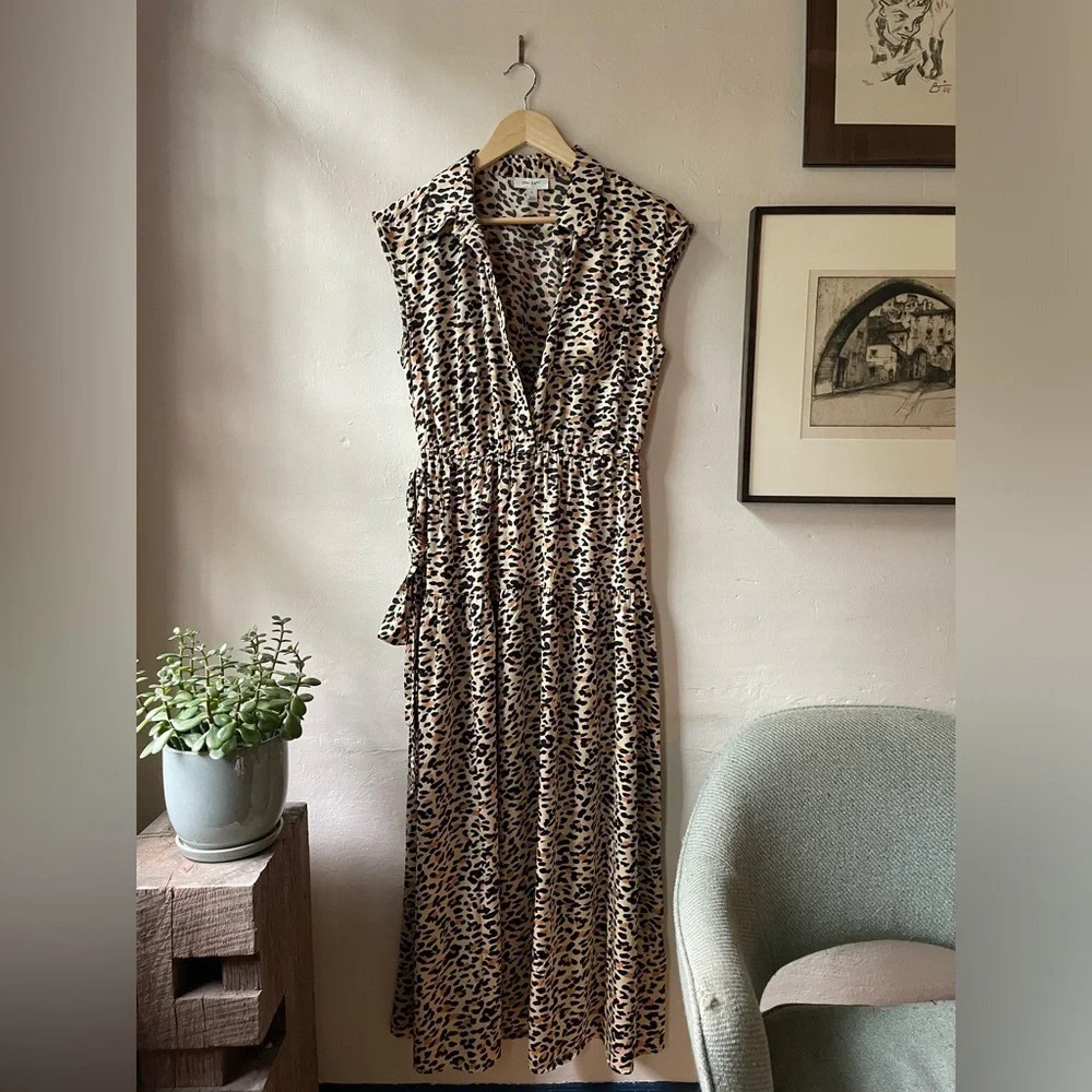 Macys On 34th Satin Leopard Print Collared Shirt Dress - Picture 3 of 10